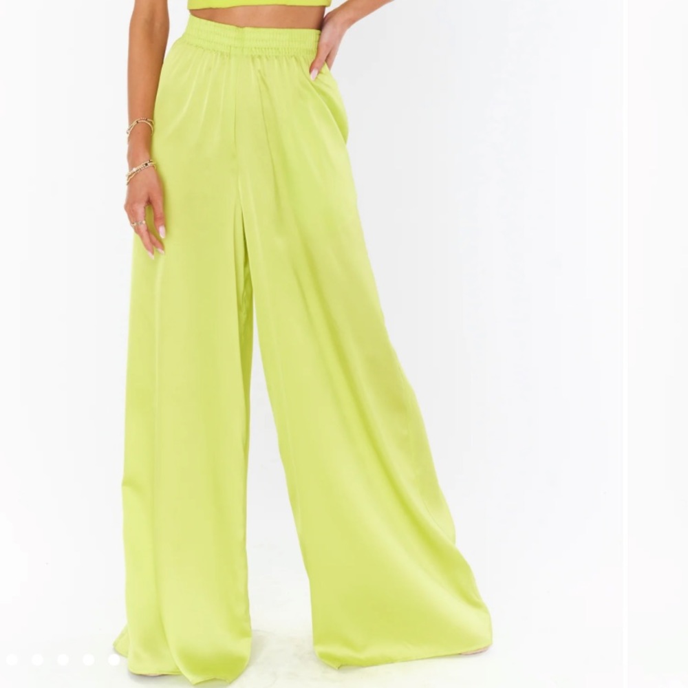 Show Me Your Mumu Irwin Pants Citrine Luxe Satin Size Medium New without Tag